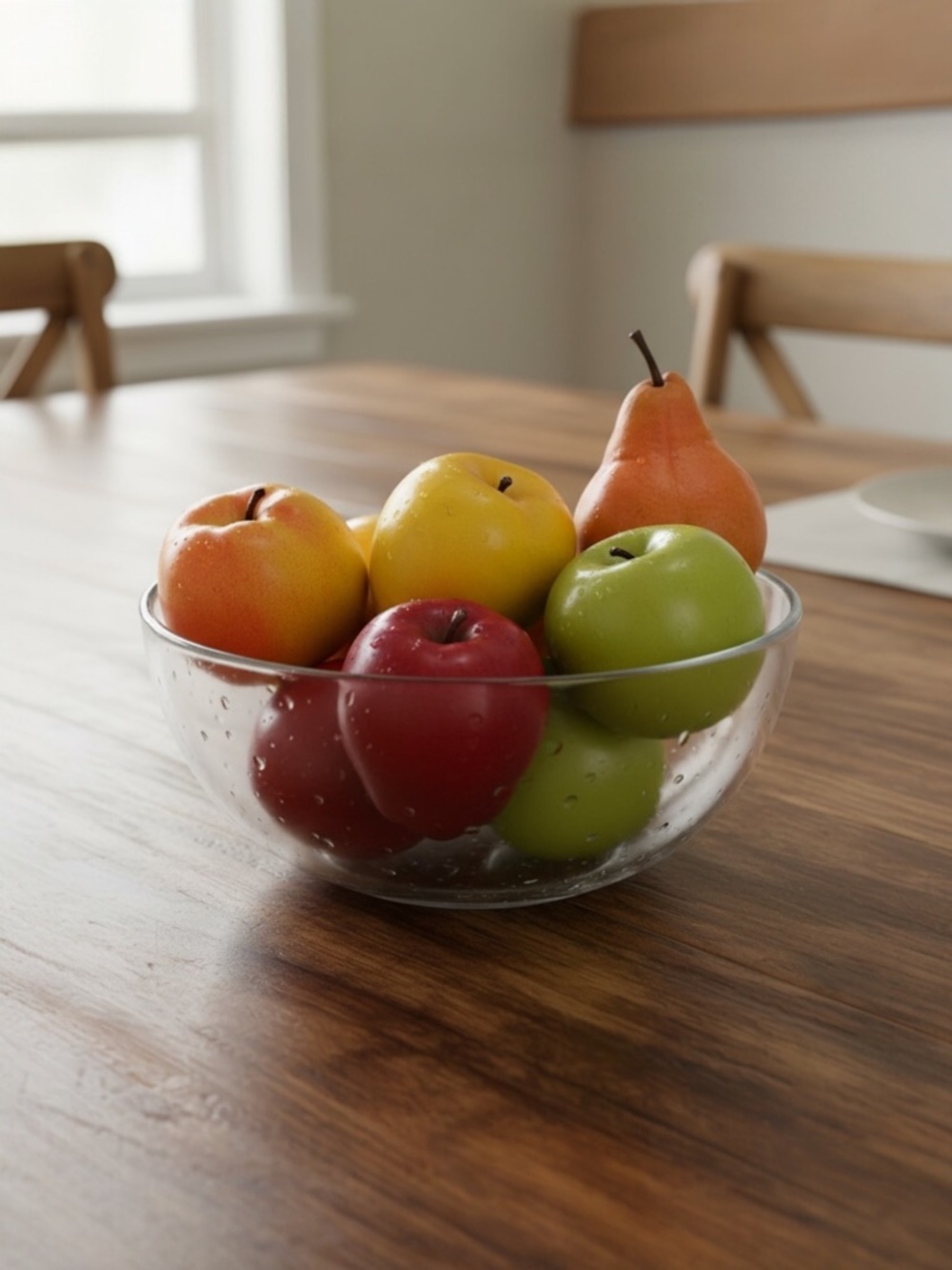 Faux Fruit Realistic Heavy Five Apples One Pear Red Green Yellow Fruit Display